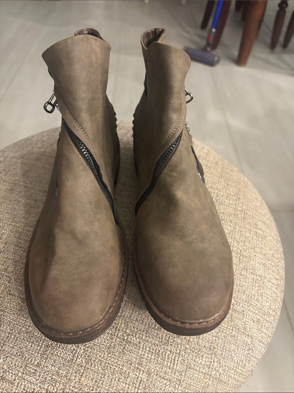 Muk Luks women’s Taupe-Brown Side Zip Ankle Boots